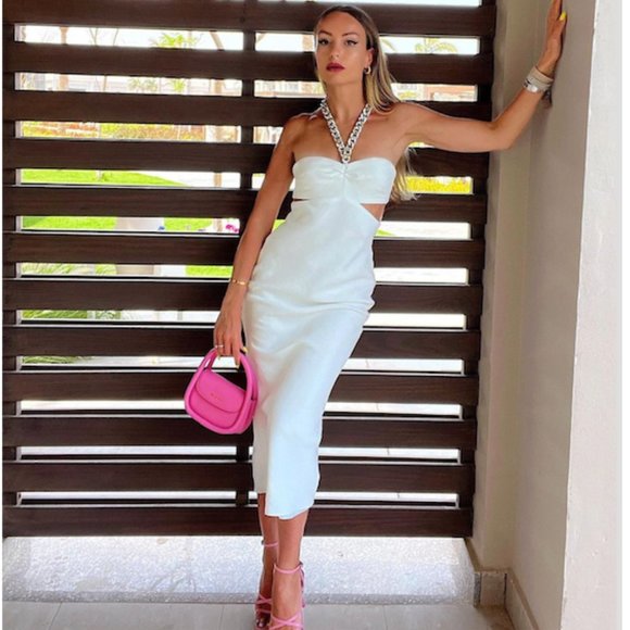 LAST ONE! BLOGGER'S FAVE! Zara Cut Out Dress White Sz XS, M NWT - Picture 8 of 17